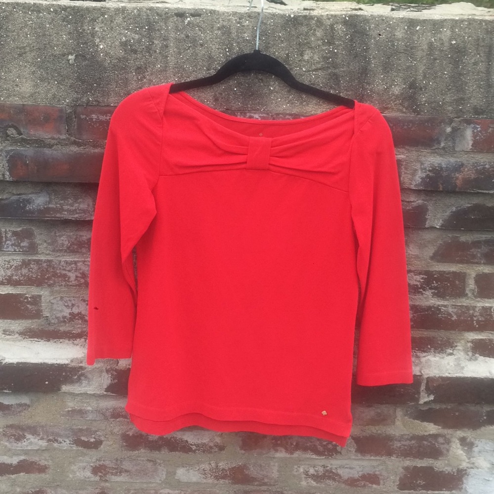 kate spade Red Bow-Back Long Sleeve Top
